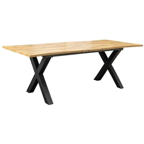 Table de salle à manger RIVET – Extensible 160 à 200 cm – Bois et métal noir – Style industriel (1/5)