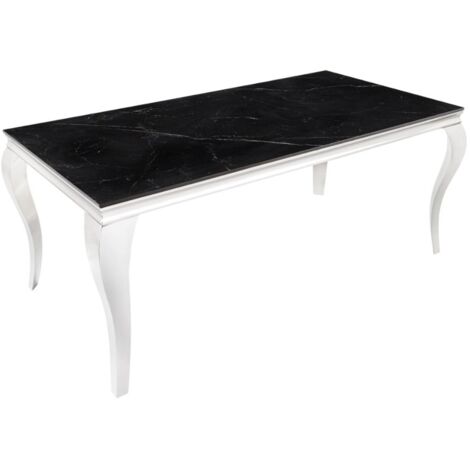 Table VELENA – Rectangulaire 180 cm – Plateau pierre frittée et acier chromé – Style baroque (1/5)