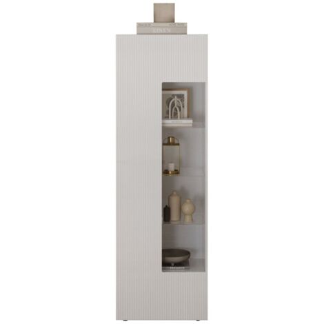 Vitrine SCENA – L60 x H187 x P42 cm – 1 porte – Blanc laqué brillant (1/4)