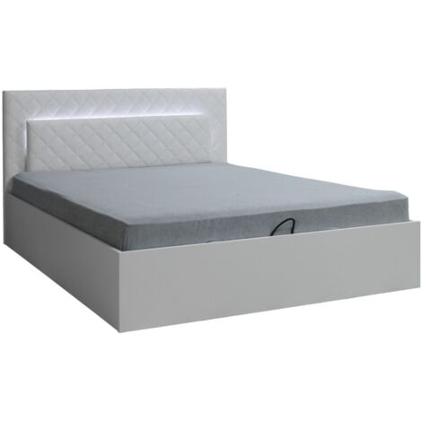 Lit coffre PANAREA – 2 places 160x200 cm avec sommier et coffre – Blanc alpin