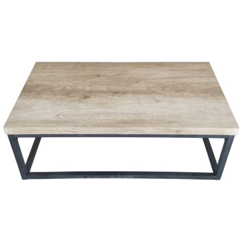 Table basse HAWAÏ – Plateau bois clair, pieds en acier – Design moderne (1/5)