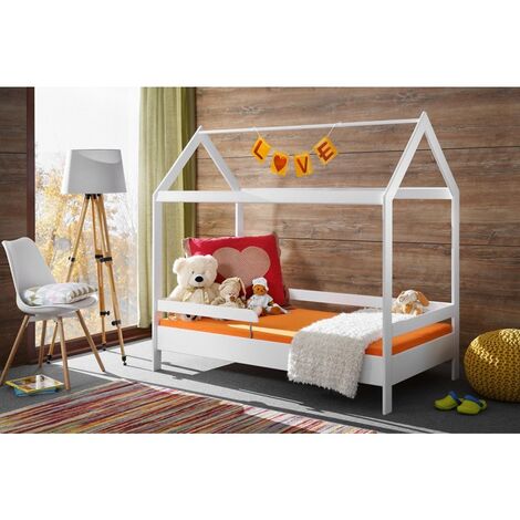 Need Sleep lit cabane Enfant 80x160 cm avec Barriere et cheminée