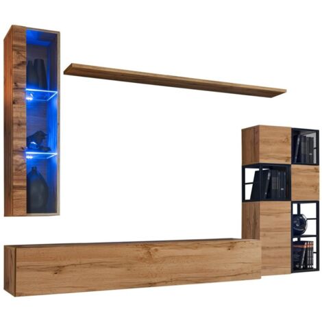 Ensemble meubles de salon style industriel SWITCH M2. Coloris chêne. (1/5)