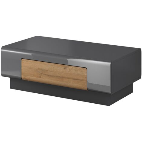 Table basse OHIO – Gris et chêne – 110x60 cm – Style contemporain (1/4)