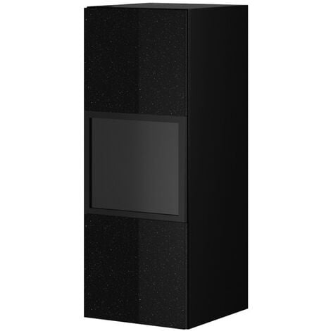 Étagère verticale avec éclairage LED intégré collection ZANTE. Coloris noir  brillant pailleté.