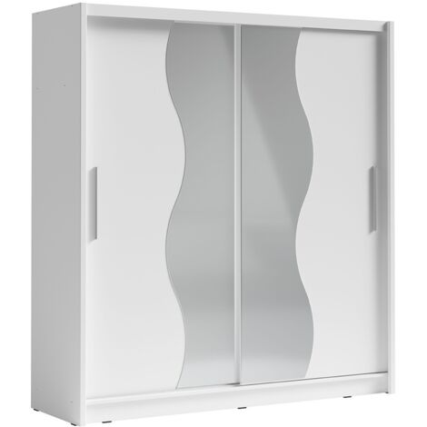 Armoire 2 portes coulissantes avec miroir 205 cm - blanc - Collection BAHIA (1/3)