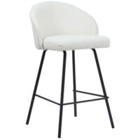 Chaise de comptoir 'Juni' Bouclé Blanc, dimensions : H87 x L52 x P51 cm