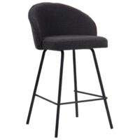 Chaise de comptoir JUNI – Bouclé gris – H87 cm design contemporain