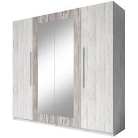 Armoire 4 portes avec miroirs couleur gris clair et gris foncé - IRINA - Gris