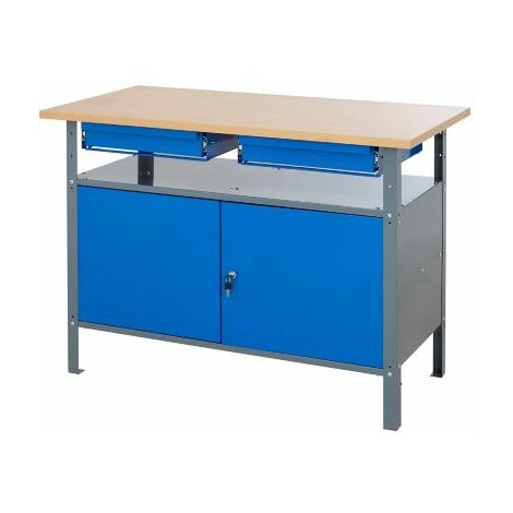 kleine Werkbank Metall Werktisch Arbeitstisch Schublade Werkzeugschrank blau 