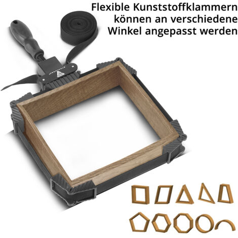 STAHLWERK 2 x Rahmenspanner | Winkelspanner | Bandspanner | Eckspanner | Spannhilfe mit 4 Spannbacken und 4 m Nylongurt