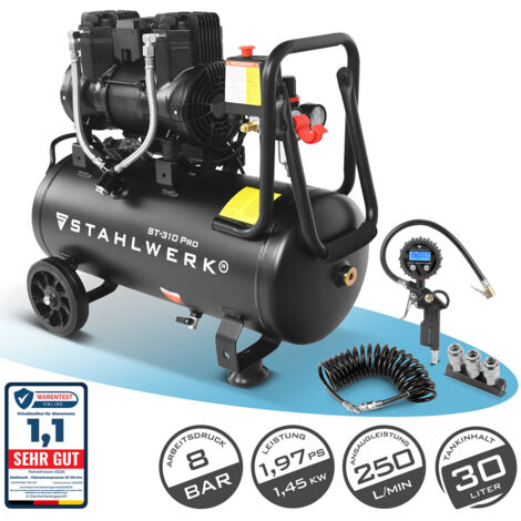 STAHLWERK Kompressor ST-310 Pro Vollausstattung – ölfreier Flüster-Kompressor