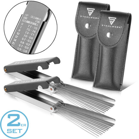 STAHLWERK Schweißdüsenreiniger Edelstahl-Feilen 13 in 1 praktischen Etui 2er Set