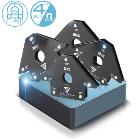 STAHLWERK Magnet-Schweißwinkel 4er Set 22,6 kg 50 lbs praktischer Schweißmagnet