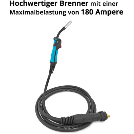 180 Ampère Lasbrander STAHLWERK AK15 MIG/MAG Lasbrander - 180A, 3m Slangenpakket, Eurocentrale - Luchtgekoeld Laspistool Voor Beschermgas Eurocentrale Aansluiting Lasaccessoires