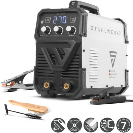 STAHLWERK Elektroden-Schweißgerät ARC-270 ST – MMA (E-Hand) bis 270 A, Schweißen ohne Schutzgas, Lift-TIG Inverter 400 V, Überhitzungsschutz, Smartkühlung & intelligente Temperatursteuerung