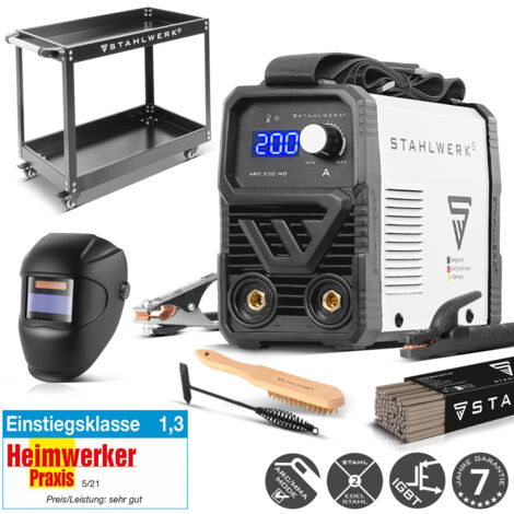 STAHLWERK Elektroden-Schweißgerät ARC 200 MD – Vollausstattung mit Gerätewagen – MMA (E-Hand) & Lift-TIG (DC) bis 200 A, flexibel einsetzbar ohne Gas, kompakt & 3,4 kg leicht, Smartkühlung, Hotstart (1/5)