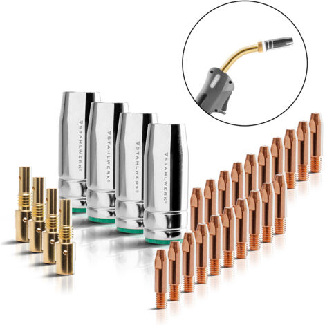 MIG/MAG Verschleißteile Set MB25 – Mit Gasdüsen, Stromdüsen 0,8mm Und Schlüssel