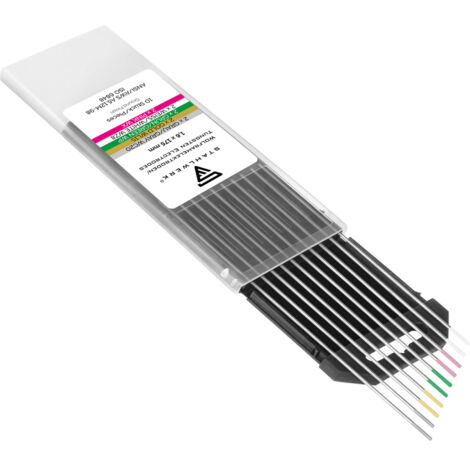 STAHLWERK Wolframelektroden Gold, Grau, Pink, Weiß, Grün 1,6 mm je 2 im 10er Set