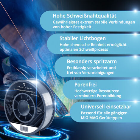 ER4043-035 Flux Core Schweißdraht – MIG Aluminium-Schweißdraht, 0,5 Kg Spule, Mit 5 % Silizium