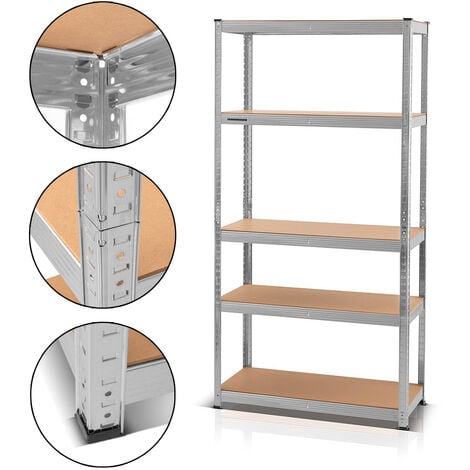 STAHLWERK Schwerlastregal aus verzinktem Stahl und 5 MDF Regalböden ...