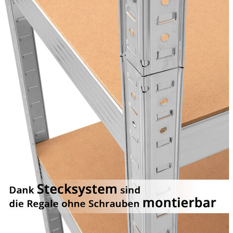 STAHLWERK Schwerlastregal aus verzinktem Stahl und 5 MDF Regalböden ...