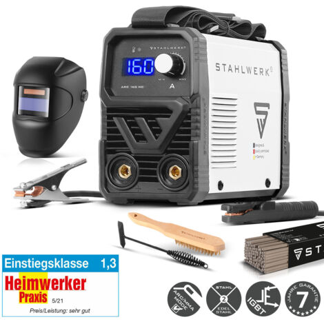 STAHLWERK Elektroden-Schweißgerät ARC 160 MD – Vollausstattung – MMA (E-Hand) bis 160 A, flexibel einsetzbar ohne Gas, kompakt & leicht, DC WIG erweiterbar, Hotstart, Anti-Stick, Smartkühlung