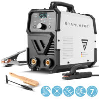 STAHLWERK Elektroden-Schweißgerät ARC 200 Puls Pro – Schweißen ohne Schutzgas, kompakter MMA, E-Hand, Lift-TIG Inverter mit 200 A, Hot Start, Arc Force, Antistick, IGBT Technologie, Pulsfunktion