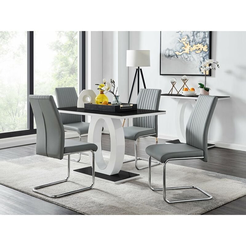 White High Gloss Glass Dining Table, Glass Dining Table With Chairs Set