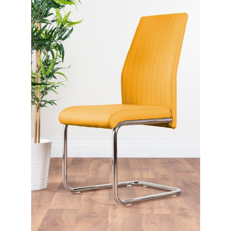 Orange faux leather online dining chairs