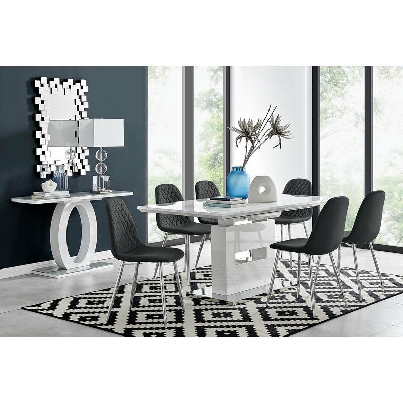 Arezzo Large Extending Dining Table And, Small Extending Dining Table And Chairs White Black Gloss