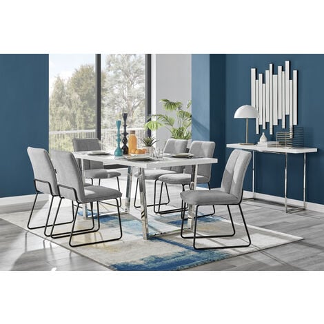 Light grey high gloss deals dining table