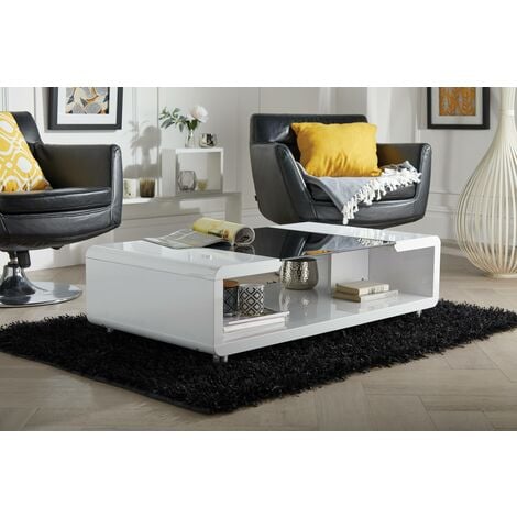 Alexis Modern White Black High Gloss And Glass Coffee Table