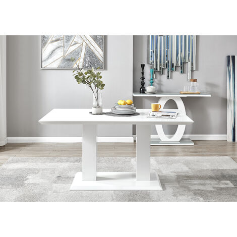 Imperia 6 White High Gloss Dining Table, Tall Round Dining Table For 6