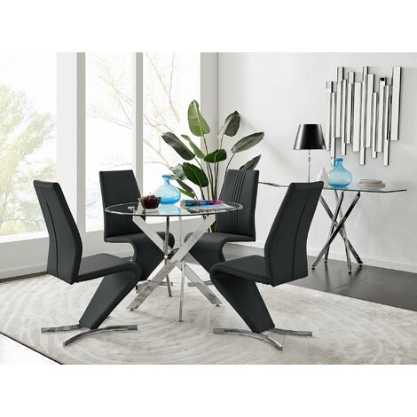 Furniturebox UK Lazio 4 Table /& 4 Black Lorenzo Chairs