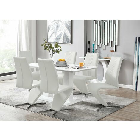 next white gloss dining table and chairs