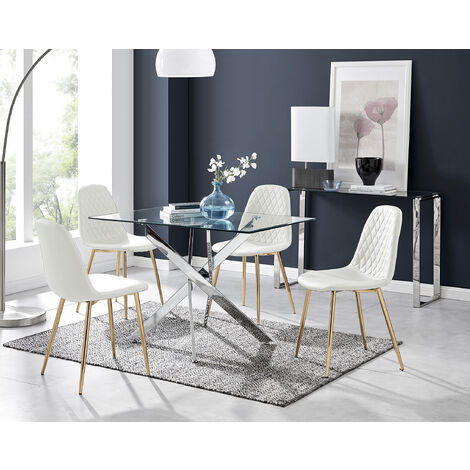 white and gold dining chairs set of 4