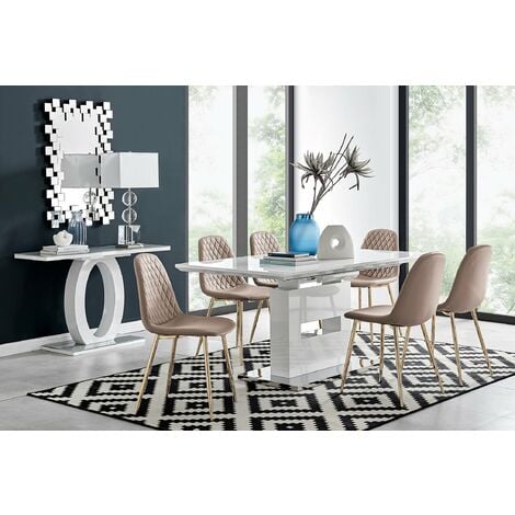 Arezzo Large Extending Dining Table and 6 Cappuccino Corona