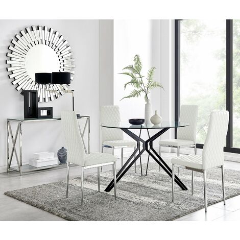 Cascina Dining Table and 4 White Milan Chairs