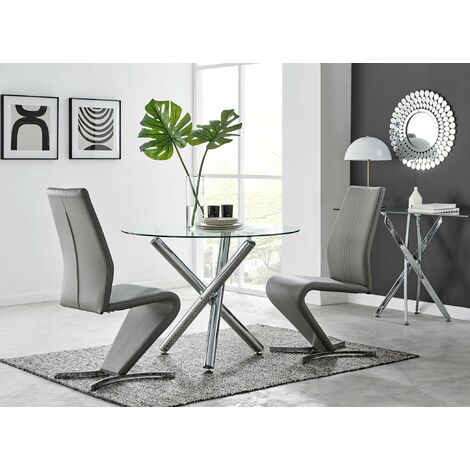 Selina Round Dining Table and 2 New Grey Willow Chairs