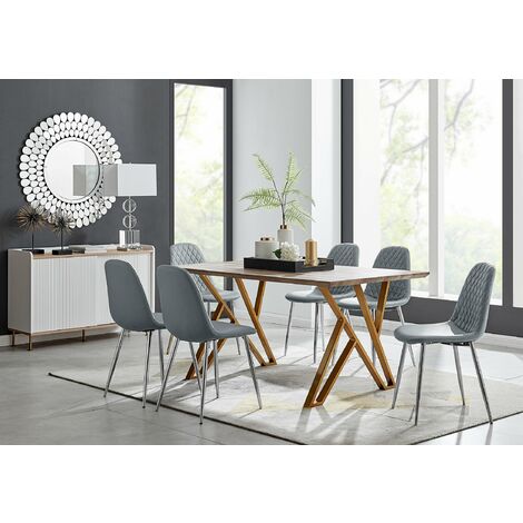 6 grey discount leather dining chairs