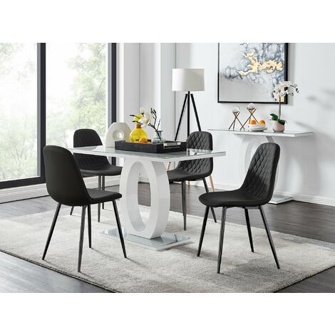 Giovani 4 Grey Dining Table & 4 Black Corona Black Leg Chairs