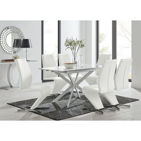 LIRA 100 Extending Dining Table and 6 White Willow Chairs - White
