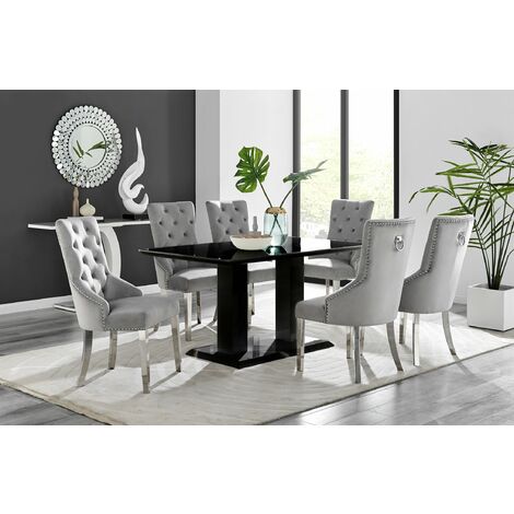 6 grey velvet online dining chairs