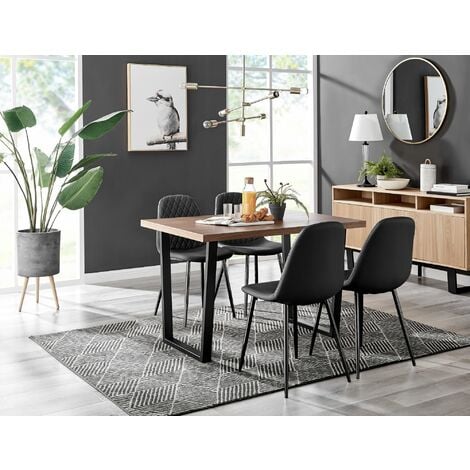 Black dining table with brown deals chairs