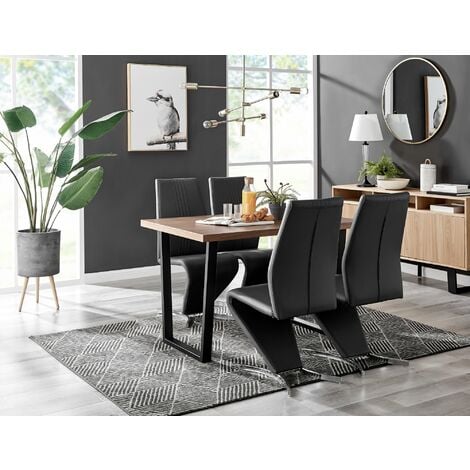Kylo Brown Wood Effect Dining Table & 4 Black Willow Chairs