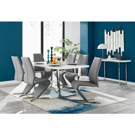 White high gloss dining best sale table with grey chairs