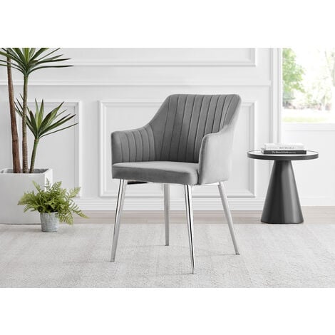 Grey velvet dining chairs deals with silver legs