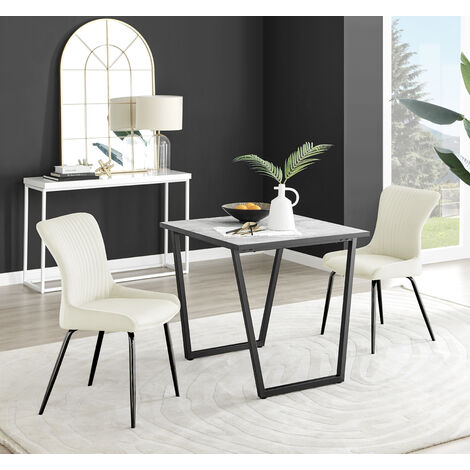 Furniturebox Carson White Marble Effect Square Dining Table 2