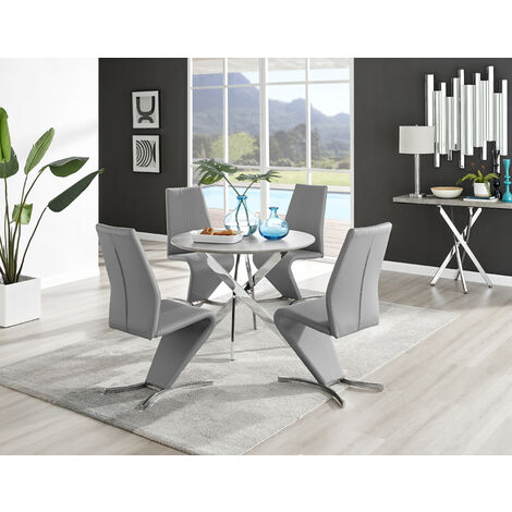 Furniturebox Novara 120cm 4-6 Seater White High Gloss Round Wooden Dining  Table with Matte Black Legs